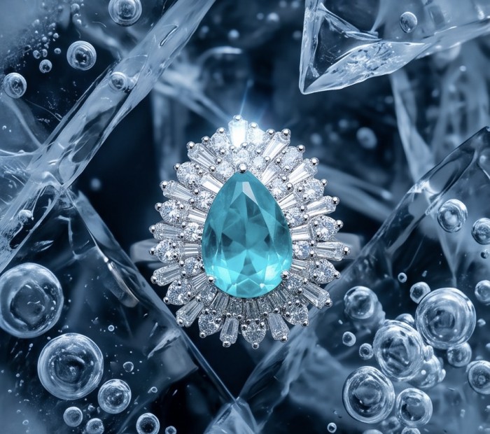 Esperanza - Luxurious pear cut 6.7 carat Emerald rhodium over .925 Sterling Silver handcrafted Ring s. 7 1/4 - photo 2