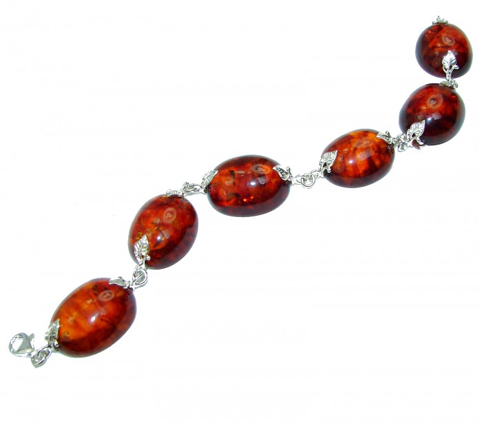 Large Beautiful Amber .925 Sterling Silver handcrafted Bracelet - photo 1