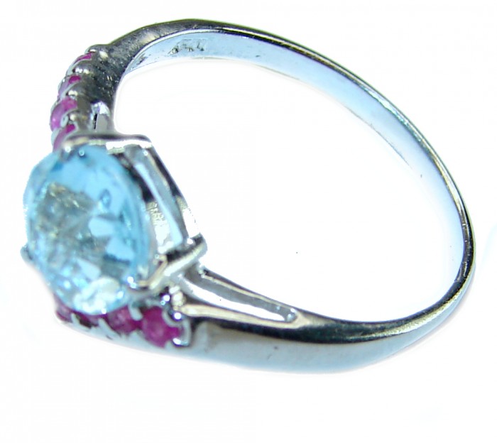 3.5 carat Blue Swiss Topaz .925 Sterling Silver handcrafted Ring size 7 1/4 - photo 1