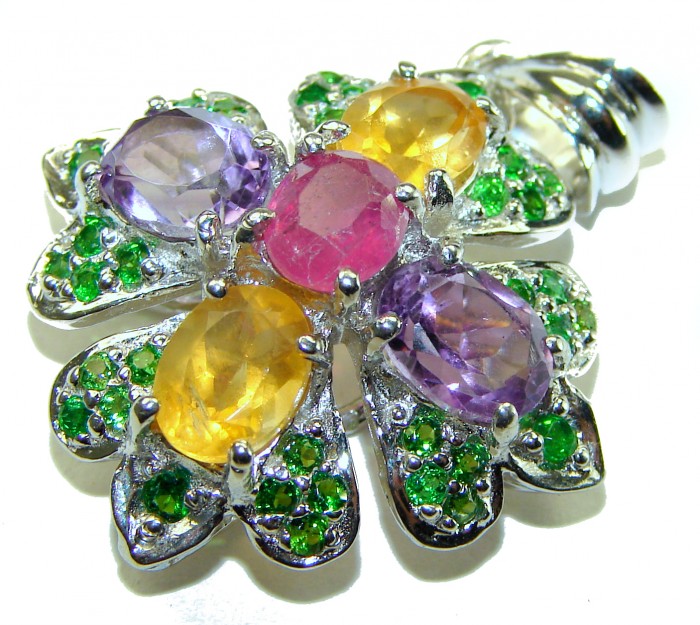Unique design 3.2 carat Ruby yellow Sapphire .925 Sterling Silver handmade Pendant - photo 3