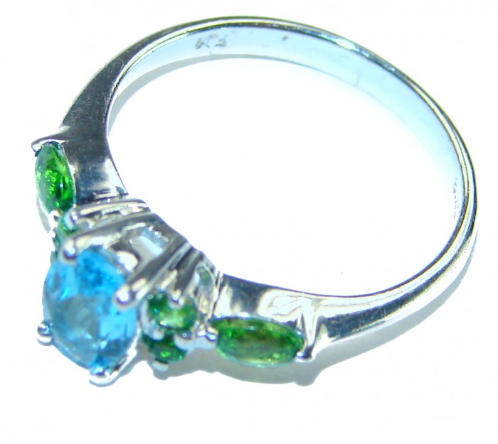 Ocean Drop 0.5 carat Swiss Blue Topaz .925 Sterling Silver handmade Ring size 8 - photo 1