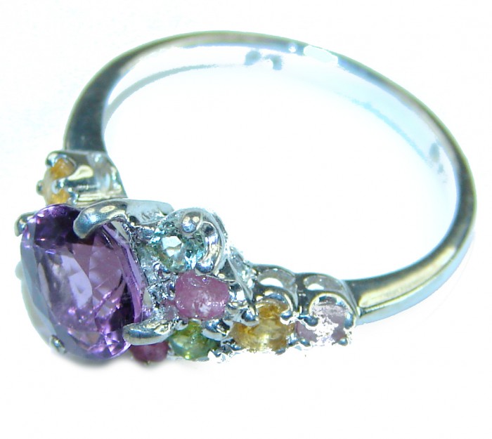 Stephani 0.9 carat African Amethyst Sapphire .925 Sterling Silver Handcrafted Ring size 6 - photo 1