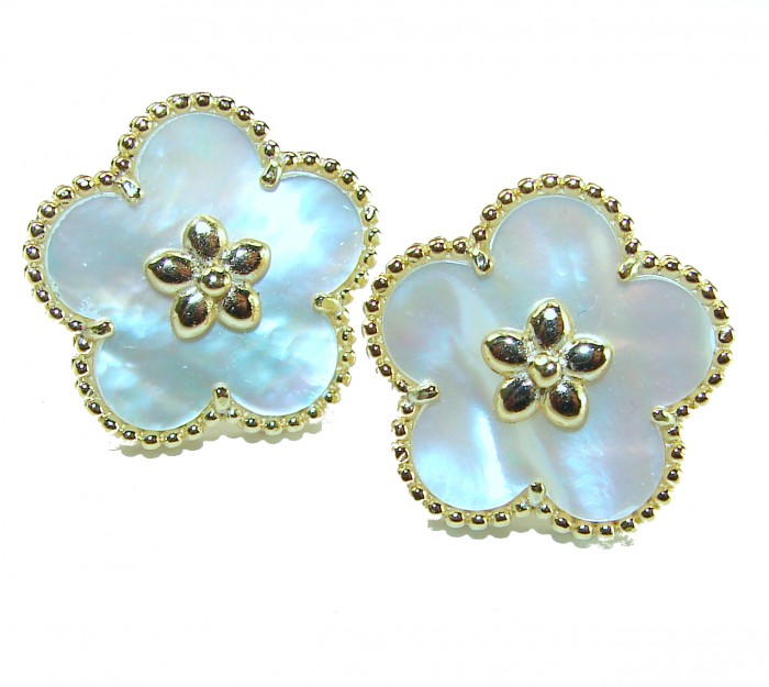 Genuine Blister Pearl 14K Gold over .925 Sterling Silver handcrafted Statement Earrings - photo 3