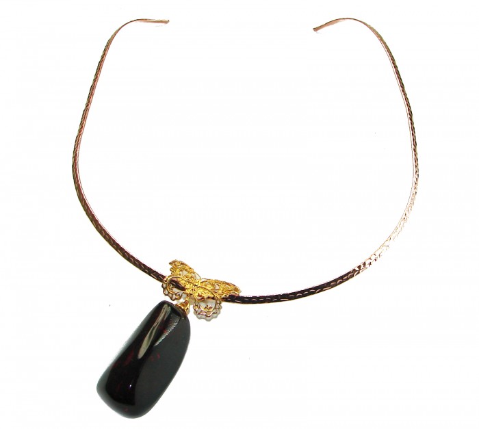 Golden Buttefly Natural Beauty Golden Polish Amber .925 Sterling Silver handmade necklace - photo 2