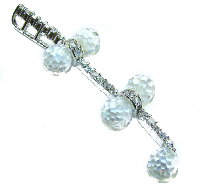 Vintage style- genuine 8.5 carat White Topaz .925 Sterling Silver handmade Pendant - photo 2
