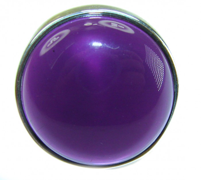 Purple Moon Amethyst .925 Sterling Silver Handcrafted Large Ring size 7 ADJUSTABLE - Purple Moon Amethyst stone close-up in .925 sterling silver setting