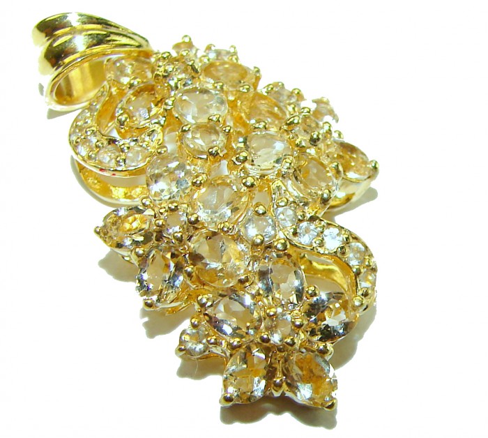 11.5 carat Citrine 18K Gold over .925 Sterling Silver Handcrafted pendant - Close-up of citrine pendant in 18K gold over sterling silver.