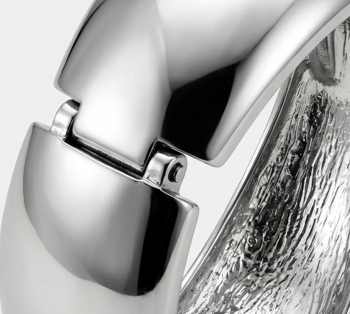 Precious Natural Silver Waves Hinge Bangle bracelet - photo 2