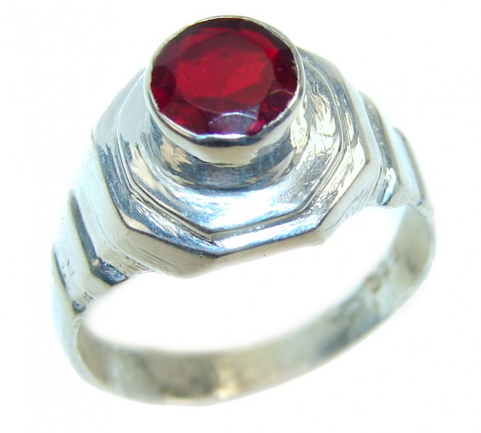 Precious Red Topaz .925 Sterling Silver Statement HUGE Ring s. 8 - photo 1