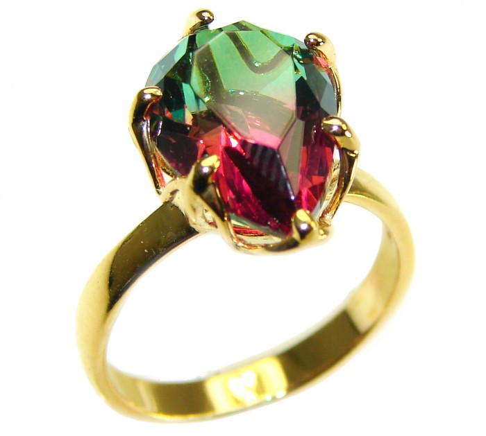 Brazilian Tourmaline 18K Gold over .925 Sterling Silver Perfectly handcrafted Ring s. 7 - photo 3
