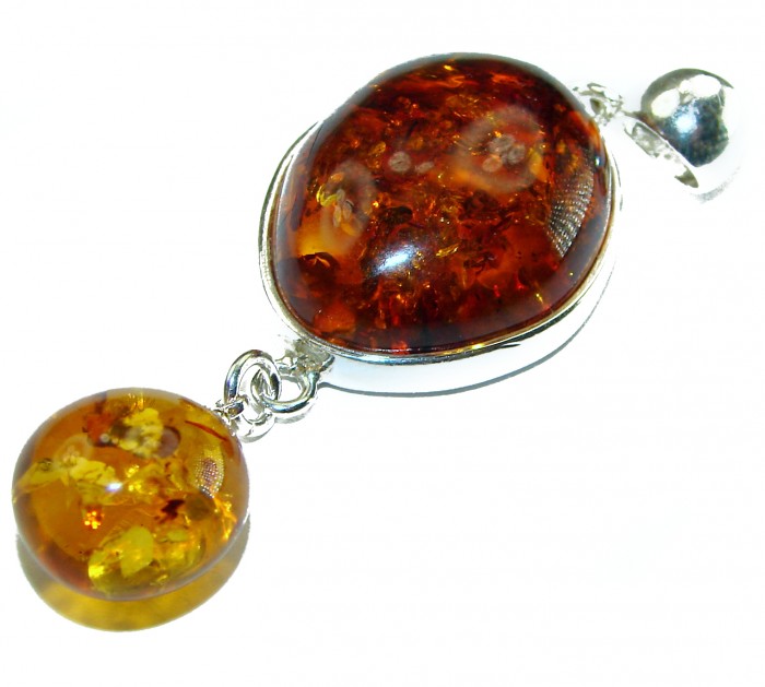 The best quality authentic Golden Baltic Amber .925 Sterling Silver handcrafted pendant - photo 3