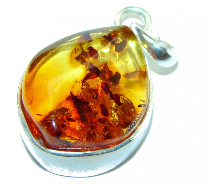 Authentic Golden Baltic Amber .925 Sterling Silver beautifully handcrafted Pendant - photo 2