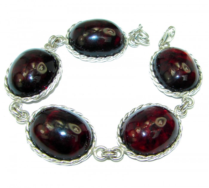 Beautiful Cherry Amber .925 Sterling Silver handcrafted Bracelet - photo 1