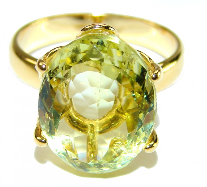 Authentic Citrine 14k Gold over .925 Sterling Silver handmade Cocktail Ring s. 7 - photo 3
