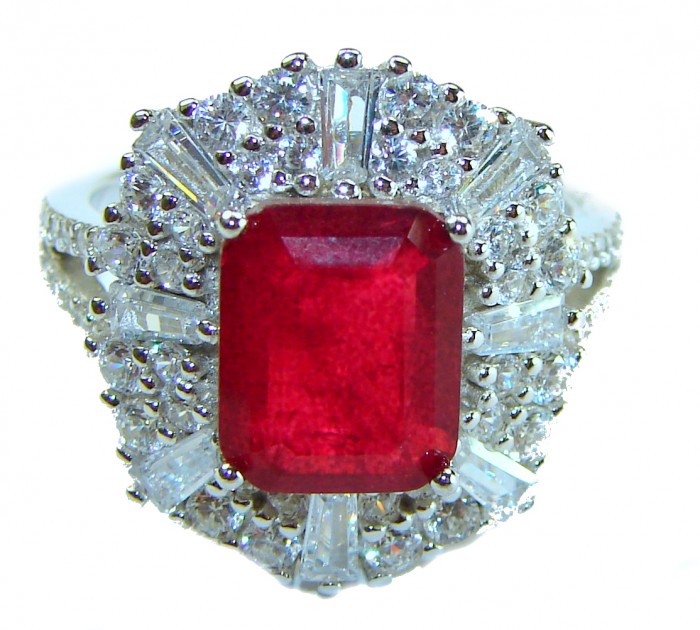 Eternity - Born to Glam authentic 6.3 carat Ruby .925 Silver handcrafted Eternity Ring s. 7 1/4 - photo 3