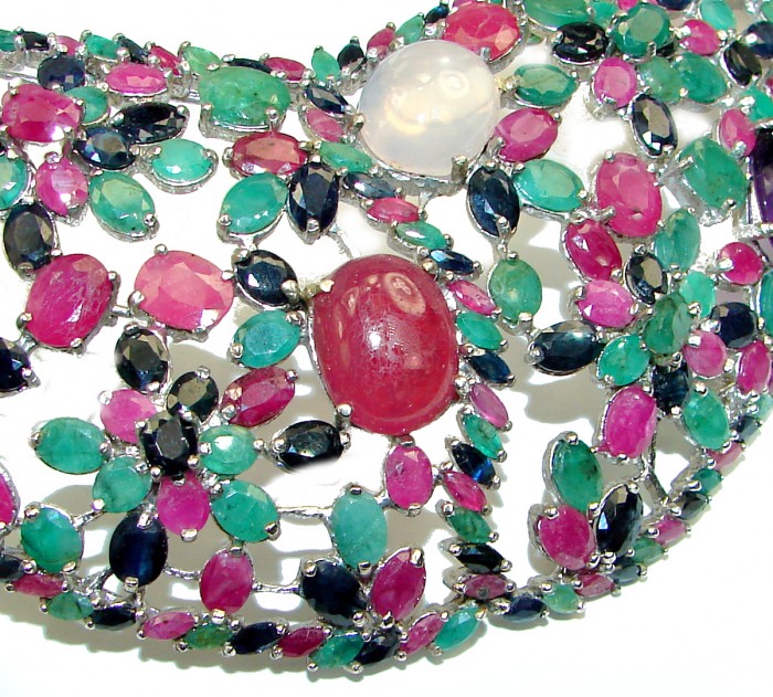 167.8 grams Diva's Desire authentic Ruby .925 Sterling Silver handcrafted LARGE necklace - photo 2