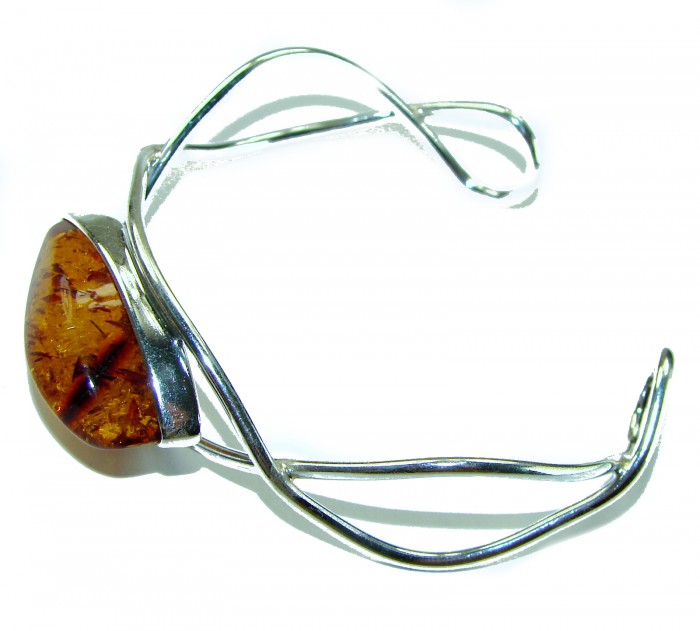 Classy Design Genuine best QUALITY Baltic Amber .925 Sterling Silver handamde Bracelet / Cuff - photo 1