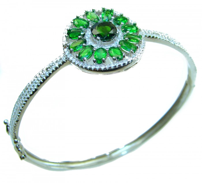 Precious Natural Chrome Diopside .925 Sterling Silver Bangle bracelet - photo 2