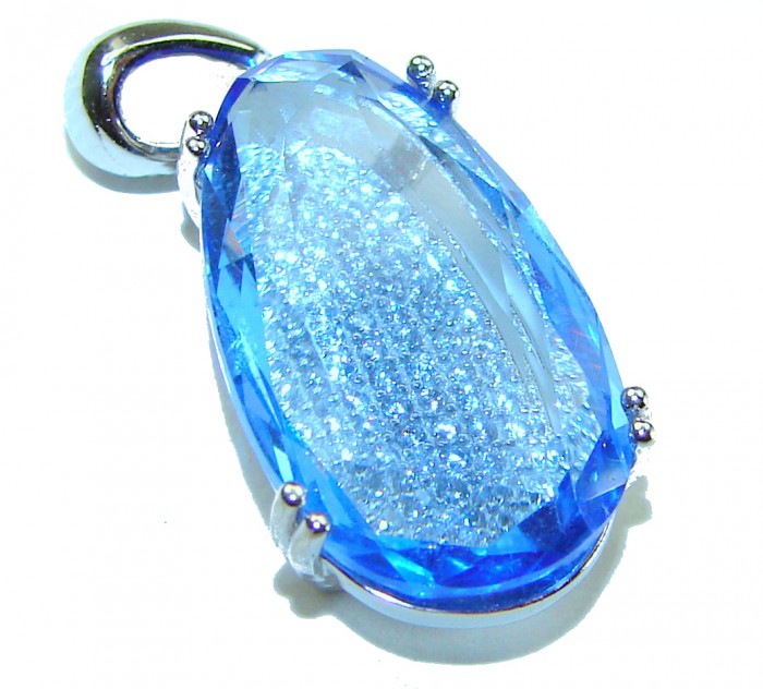 Eau Pure 11.5 carat Swiss Blue Topaz .925 Sterling Silver handmade Pendant - photo 3