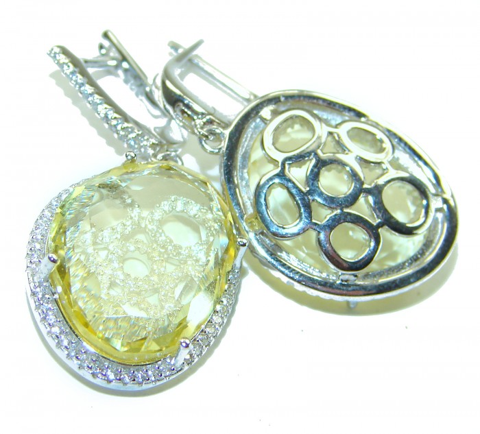 Splendid 14.5 carat Citrine .925 Sterling Silver Handcrafted Earrings - photo 2