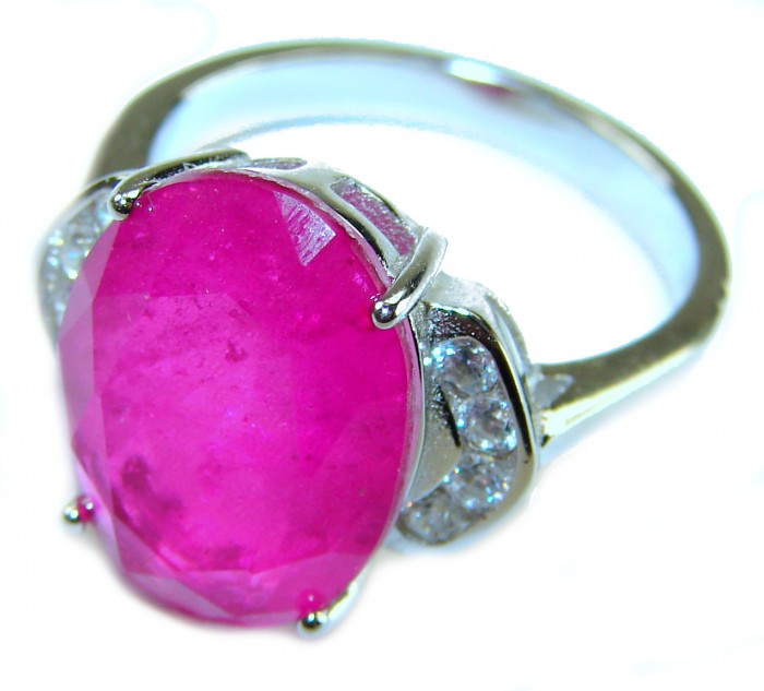 Born to Glam authentic 18.5 CARAT Pink Topaz .925 Silver handcrafted Eternity Ring s. 8 1/4 - Close-up of Born to Glam pink topaz ring in .925 silver.