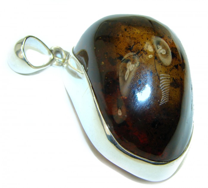 MASSIVE Baltic Amber .925 Sterling Silver handmade Pendant - photo 2