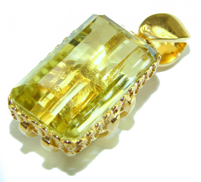 Authentic Golden Lemon Quartz 18K Gold over .925 Sterling Silver handmade Pendant - photo 2