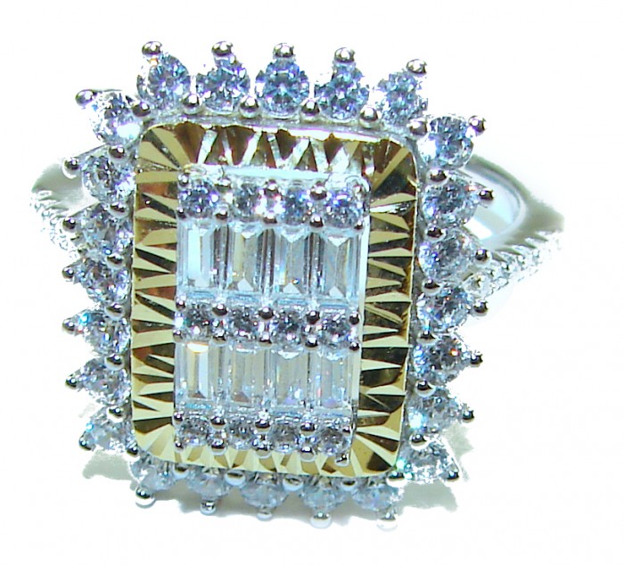 Art Deco 11.2 carat White Topaz .925 Silver handcrafted Cocktail Ring s. 8 - Art Deco ring front view showcasing white topaz and silver details.