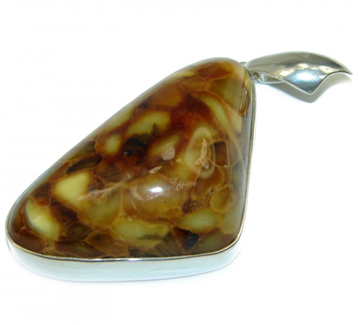 Huge Natural Baltic Amber .925 Sterling Silver handmade Pendant - photo 1