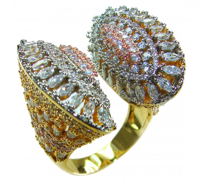 Art Deco 26.2 carat White Topaz 14K Gold over .925 Silver handcrafted Cocktail Ring s. 8 - Side view of Art Deco 26.2ct White Topaz ring in 14K Gold over .925 Silver.