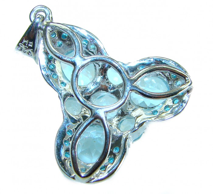 Angel - 11.4 carat Swiss Blue Topaz .925 Sterling Silver handcrafted pendant - photo 1