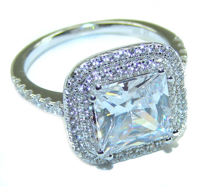 8.5 carat White Topaz .925 Sterling Silver handcrafted ring size 5 - photo 2