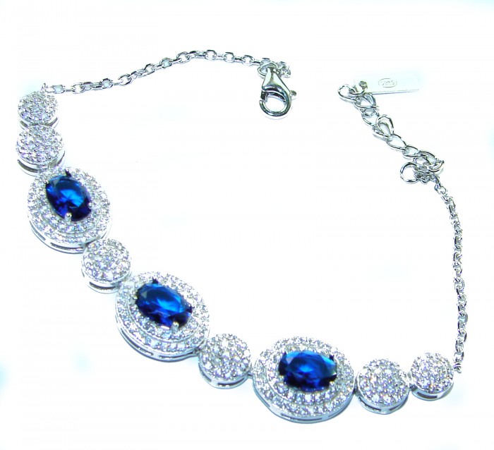 Luxurious 11.4 carat Sapphire .925 Sterling Silver handcrafted Bracelet - photo 3