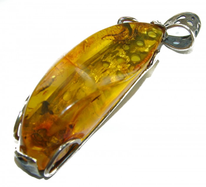 Real Masterpiece -One of a Kind- HEALING Large authentic Baltic Amber .925 Sterling Silver beautifully handcrafted Pendant - photo 5