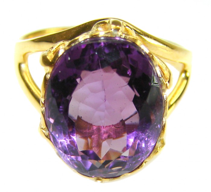 Dramatic design 8.8 carat AUTHENTIC Amethyst 14K ROSE Gold over .925 Sterling Silver Handcrafted Ring size 7 - photo 2