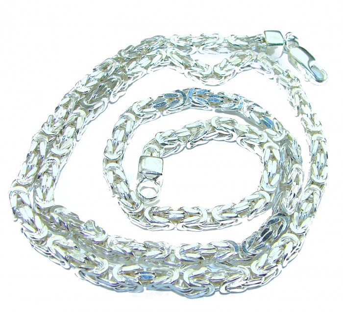 Sterling Silver Italian 20" long long, 5 mm wide Chain; 25.8 grams - Sterling silver chain with clasp detail, 20" long, 5 mm wide