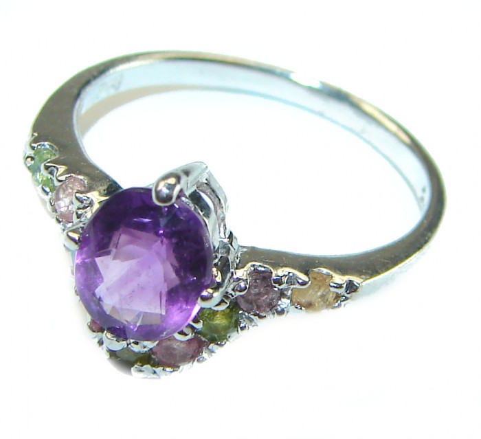 Classic design 4.5 carat Amethyst .925 Sterling Silver Handcrafted Ring size 6 1/4 - photo 1