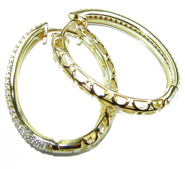 Exclusive 10.2 carat White Topaz 14K Gold over .925 Sterling Silver handcrafted Earrings - photo 4