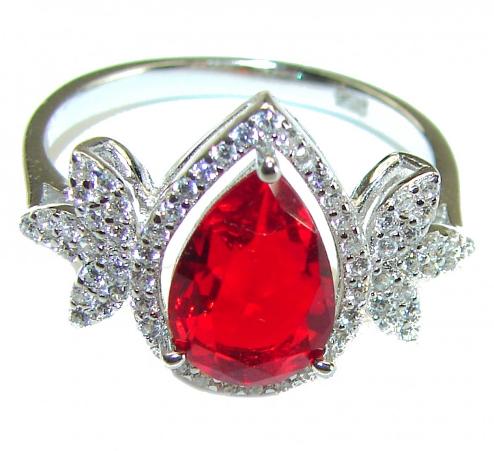 Luxurious 6.2 carat Ruby .925 Sterling Silver handcrafted Ring size 7 1/4 - photo 3