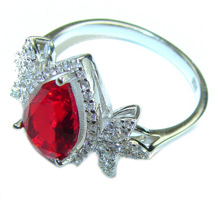 Luxurious 6.2 carat Ruby .925 Sterling Silver handcrafted Ring size 7 1/4 - photo 1