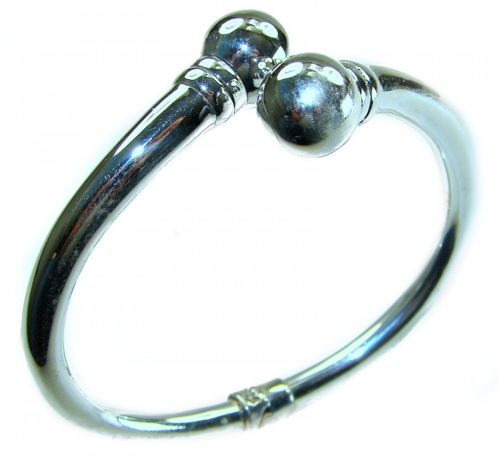 Fancy .925 Sterling Silver handcrafted Statement Italy made Bracelet / Cuff - Side view of handcrafted sterling silver statement bracelet