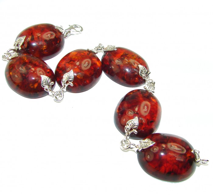 Cognac Color Beautiful Amber .925 Sterling Silver handcrafted Bracelet - photo 1