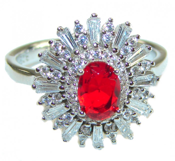 Royal Red Ruby .925 Sterling Silver handcrafted Ring size 8 - photo 3