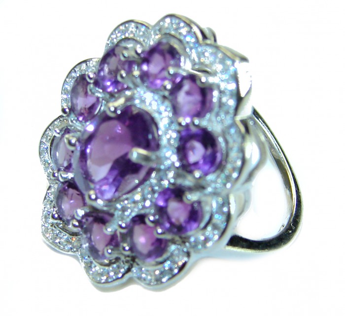 Blooming Love 11.8 carat Amethyst .925 Sterling Silver Handcrafted Ring size 6 1/4 - photo 2