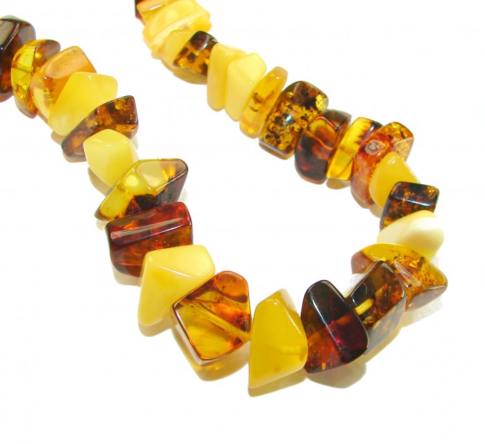 Dazzling vintage natural Baltic Amber butterscotch .925 Sterling Silver handcrafted Large necklace - photo 1