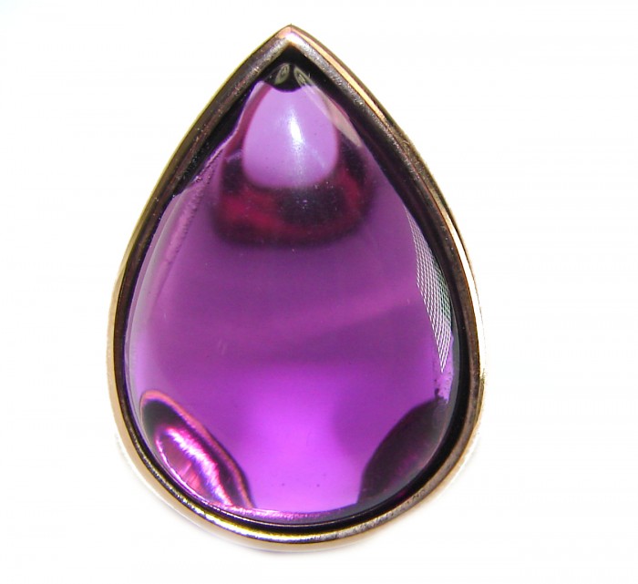 Purple Tear 22.2 carat Amethyst 14K Gold over .925 Sterling Silver Handcrafted Large Ring size 6 1/4 - photo 2