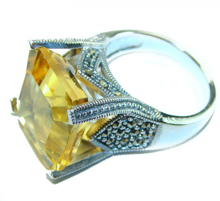 Golden Rays of Sunlight 23.5 carat Yellow Topaz .925 Sterling Silver Large Ring size 7 - photo 2
