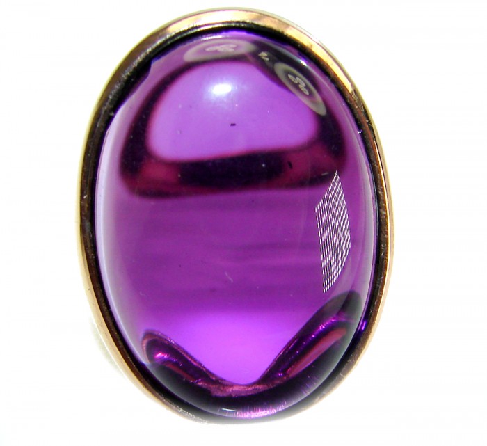 Purple Full Moon 21.2 carat Amethyst 14K Gold over .925 Sterling Silver Handcrafted Large Ring size 7 - photo 2