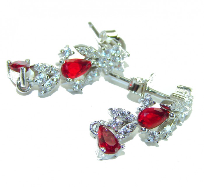 Isabella - Beauty of Nature- natural 4.5 carat Ruby .925 Sterling Silver handmade Statement Earrings - photo 2