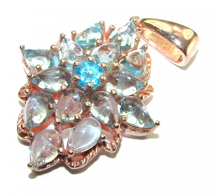 Simplicity 14.4 carat Aquamarine 14K Gold over .925 Sterling Silver handcrafted pendant - photo 2